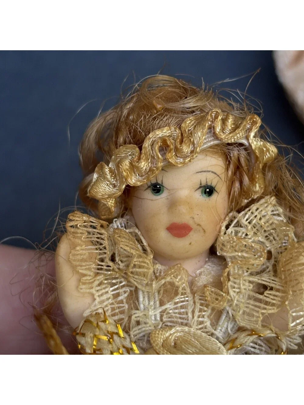Vtg. Two Porcelain Cameo Sitting Dolls 2.5